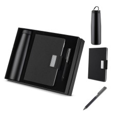 Kit Escritório Caderno, Garrafa e Caneta Metalica