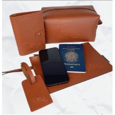 Kit Viagem Couro Sintético Nobre