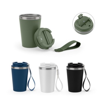 Copo De Viagem Em Aço Inox Reciclado Com Parede Dupla 440 mL Copo De Viagem Em Aço Inox Reciclado Com Parede Dupla 440 mL