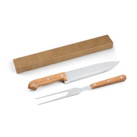 Kit Churrasco em Caixa Presente de Papel kraft Reciclado com 2 Utensílios em Aço Inox e Bambu Kit Churrasco em Caixa Presente de Papel kraft Reciclado com 2 Utensílios em Aço Inox e Bambu