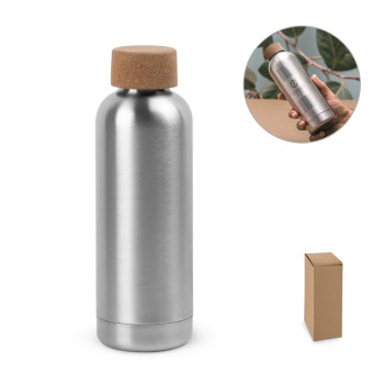 Squeeze Em Aço Inox de Parede Simples Com Tampa Em Cortiça 760 mL