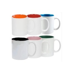 Caneca Cerâmica Branca e Interior Colorido 325ml