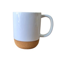 Caneca Cerâmica Branca Base Cortiça - 400ml