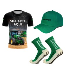 Kit Camiseta Boné e Meia