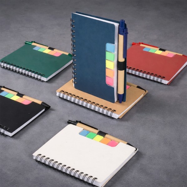 Bloco de Anotações com Autoadesivos e Caneta