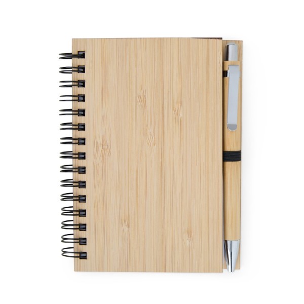 Caderneta em Bambu com Caneta 14x10,6x1,5 cm.